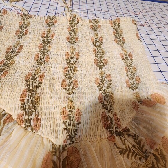 Free People Alejandra Floral Midi Dress Missing Strap Yellow Med - Picture 8 of 12